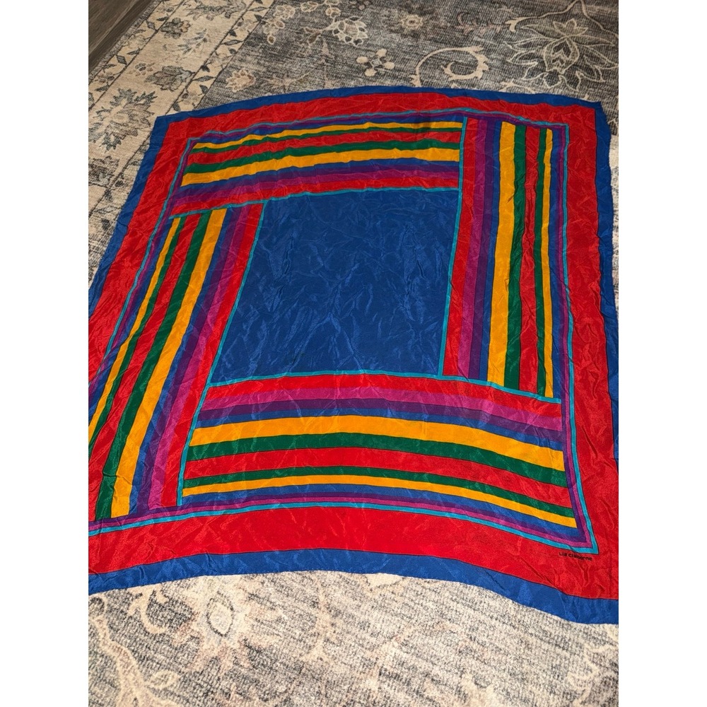 Vintage Liz Claiborne Colorful Silk Scarf Stripes